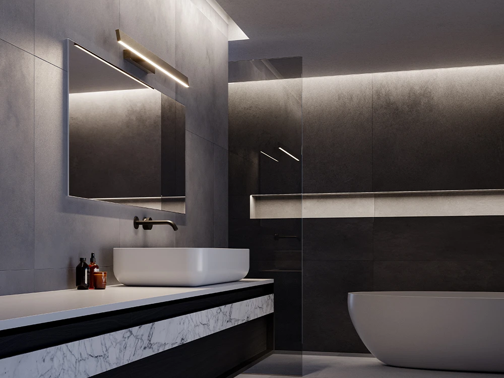 Geometrie luminose per l’ambiente bagno: lampade da parete di design con protezione IP44 di Contardi Lighting
