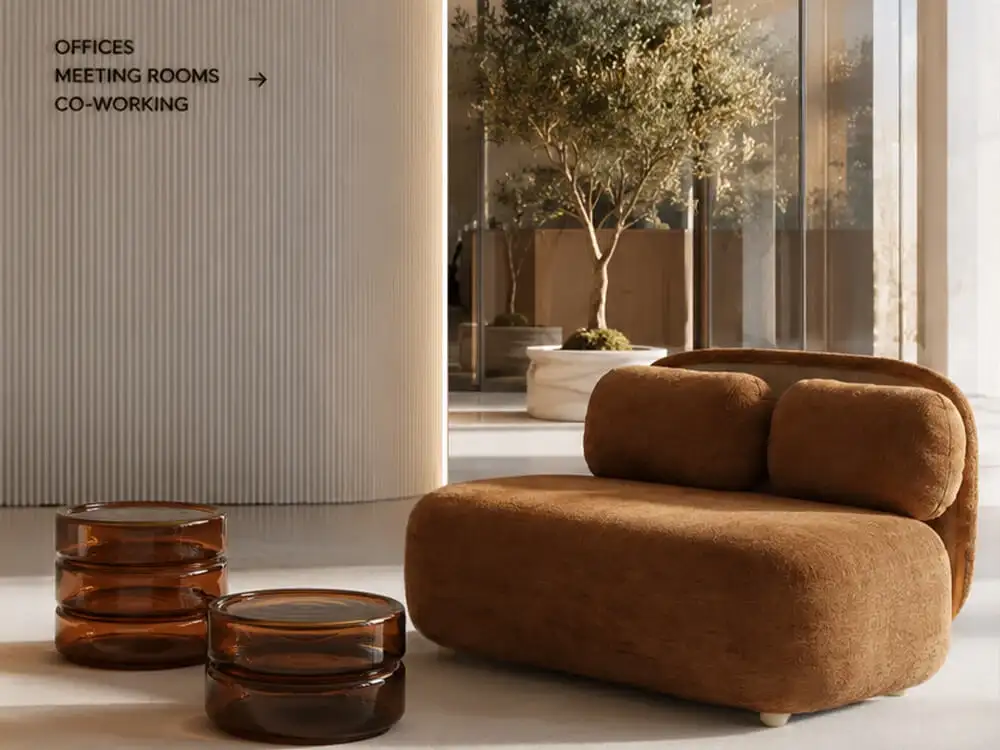 Sofstone di Billiani: la seduta imbottita progettata da Oneworks per hospitality e interior design