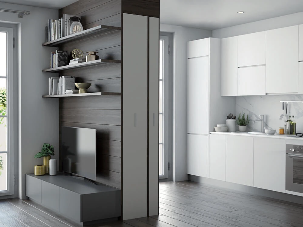 BIGFOOT® TRASTEVERE: modulo tavolo del sistema di arredo a scomparsa che unisce eleganza e innovazione